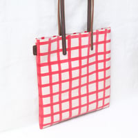 Image 2 of Grid Soft Tote red and brown