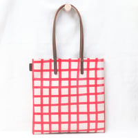 Image 1 of Grid Soft Tote red and brown