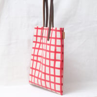 Image 4 of Grid Soft Tote red and brown