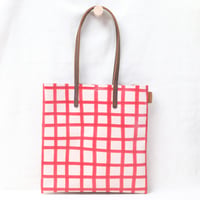Image 3 of Grid Soft Tote red and brown