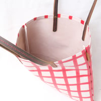 Image 6 of Grid Soft Tote red and brown
