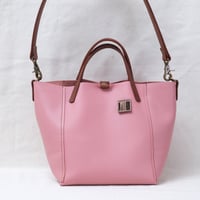 Image 1 of 3-Panel Two-way Tote in pebbled retro pink