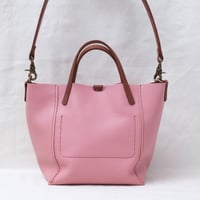 Image 3 of 3-Panel Two-way Tote in pebbled retro pink