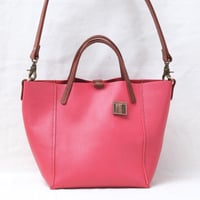 Image 1 of 3-Panel Two-way Tote in pebbled happy red