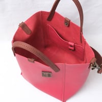 Image 6 of 3-Panel Two-way Tote in pebbled happy red