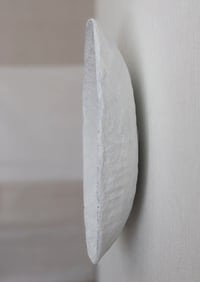 Image 2 of Large Handmade Paper Mache Wall Plate | White Wabi Sabi Wall Art