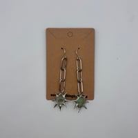 Spiked Fluorite Octahedron Earrings (#2187)