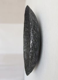 Image 2 of Large Textured Wall Plate | Handmade Sculptural Papier-Mache Dark Silver Wall Art