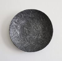 Image 1 of Large Textured Wall Plate | Handmade Sculptural Papier-Mache Dark Silver Wall Art