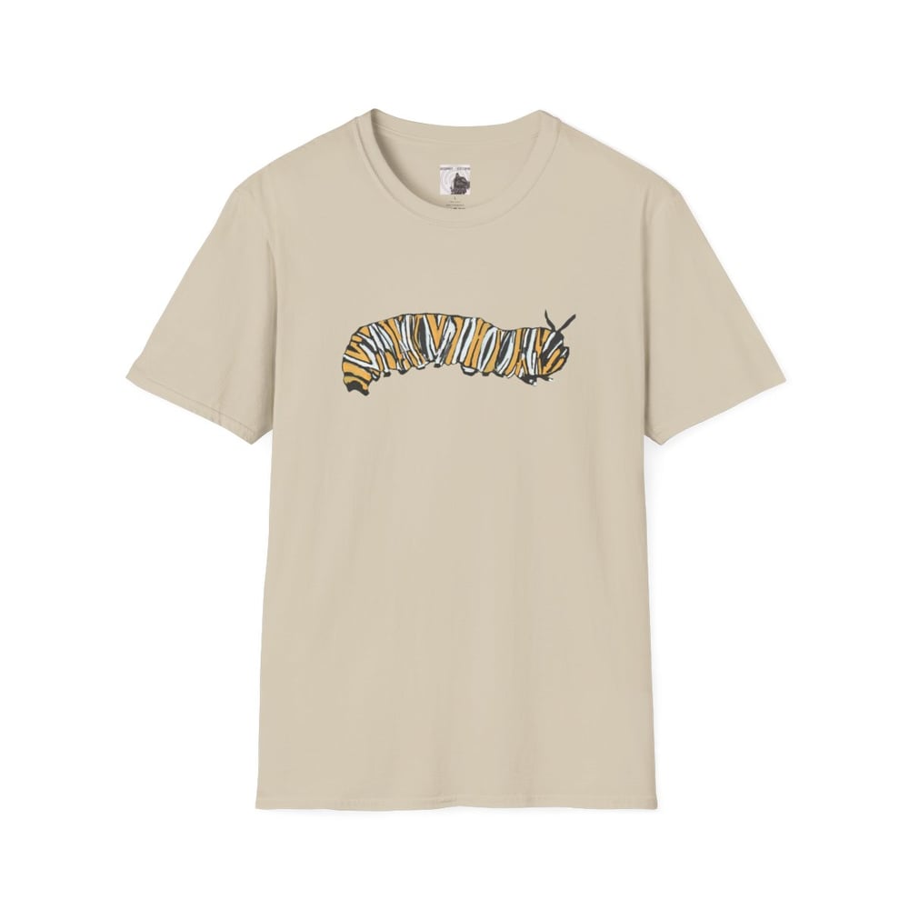 Image of Monarch Caterpillar Pollinator Garden T-Shirt | Butterfly Lover Graphic Tee