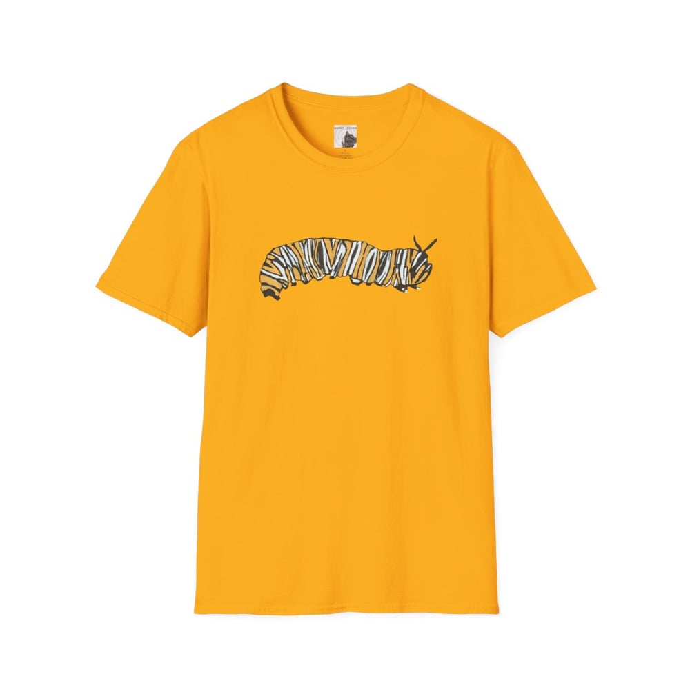 Image of Monarch Caterpillar Pollinator Garden T-Shirt | Butterfly Lover Graphic Tee