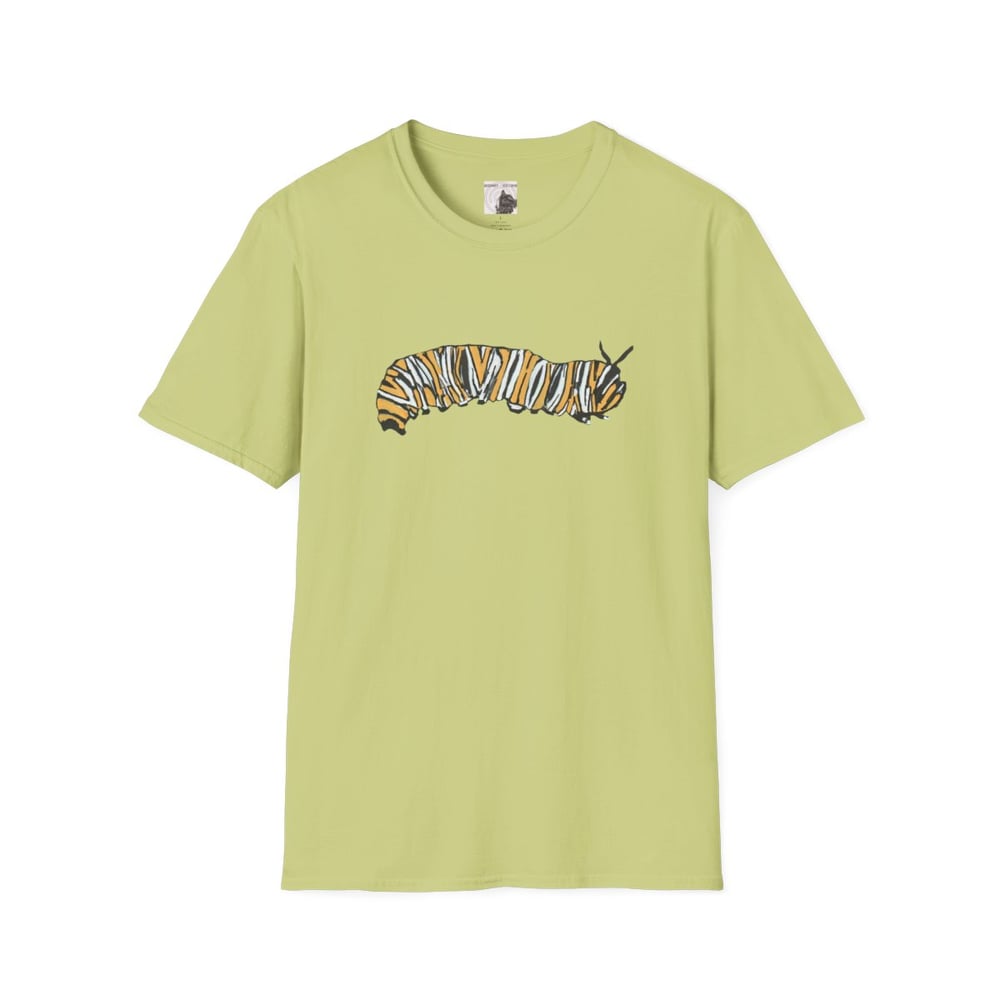 Image of Monarch Caterpillar Pollinator Garden T-Shirt | Butterfly Lover Graphic Tee
