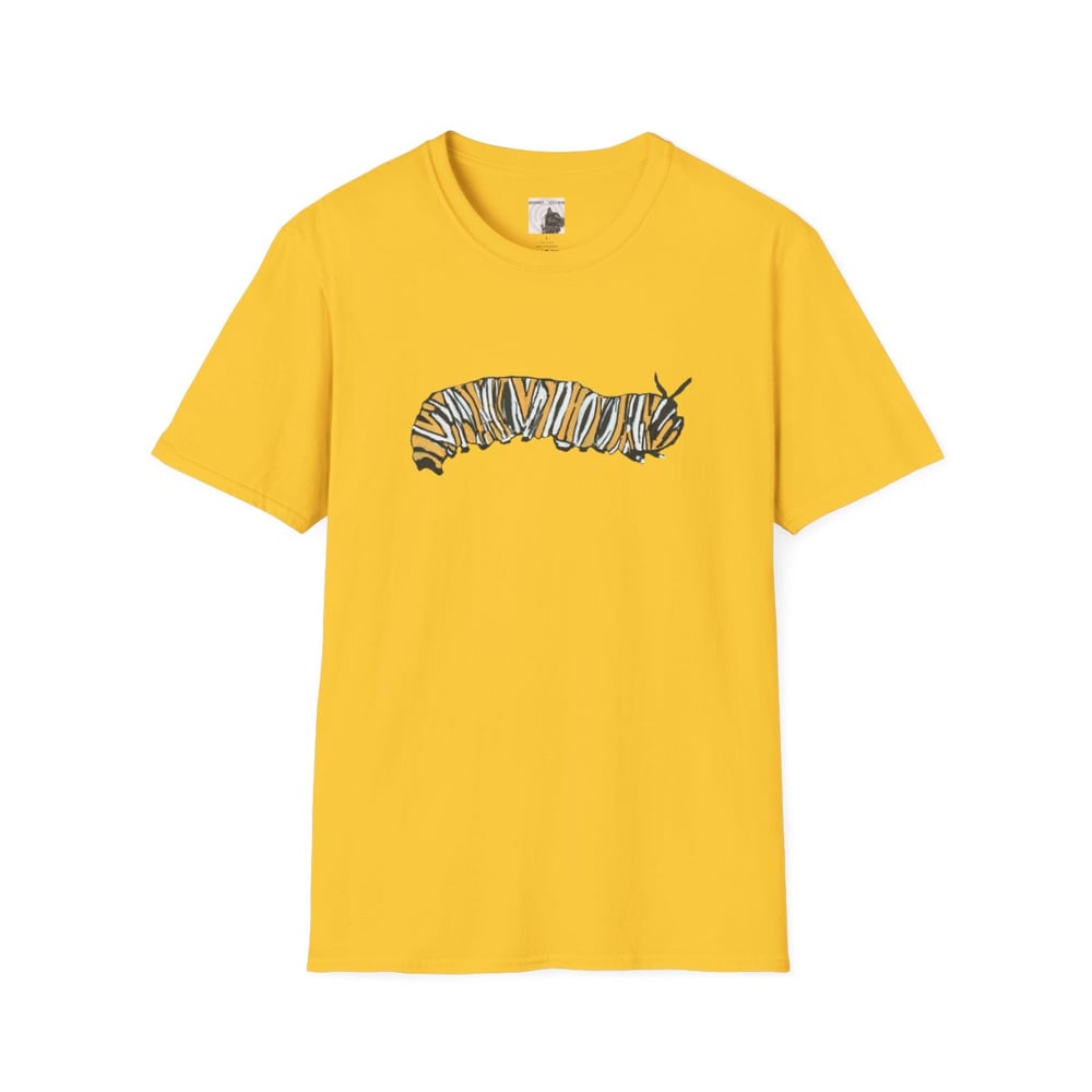 Image of Monarch Caterpillar Pollinator Garden T-Shirt | Butterfly Lover Graphic Tee