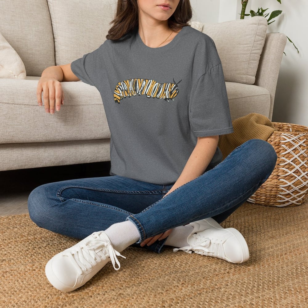 Image of Monarch Caterpillar Pollinator Garden T-Shirt | Butterfly Lover Graphic Tee