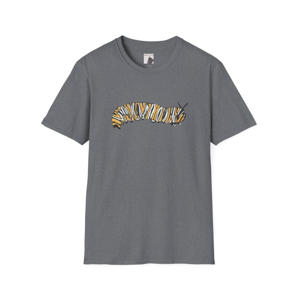 Image of Monarch Caterpillar Pollinator Garden T-Shirt | Butterfly Lover Graphic Tee