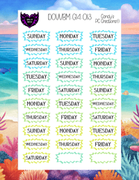 Image 14 of Day of the Week and Number Burst Planner Sticker O Font