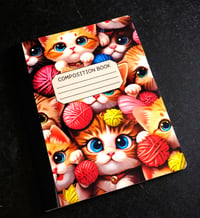 Image 1 of Custom Composition Book, Handmade, College, school, colorful, students, cats, kitten