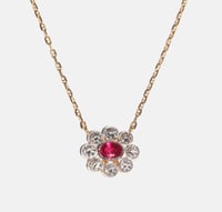 Image 1 of Ruby and Diamond Halo Necklace
