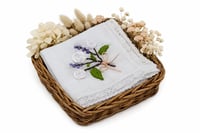 Image 4 of Threadella Studio Floral Embroidered Handkerchief — Handmade Cotton Hanky Gift for Her