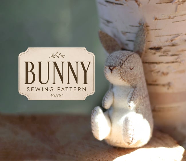 Felt Bunny Sewing Pattern | DIY Sleepy Bunny Plush PDF | Felt Animal Pattern