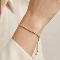 "Tennis" Bracelet, 18K Gold Plated Brass
