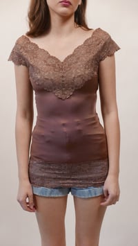 Image 1 of V-neck Brown Lace Top 