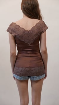 Image 2 of V-neck Brown Lace Top 