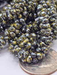 Image 2 of Bumblebee Farfalle Beads, 3x6mm Czech Glass Peanut Beads, Yellow & Black Picasso Finish