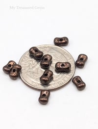 Image 4 of Czech Glass Farfalle Beads, Van Gogh Red, 3x6mm Peanut Beads
