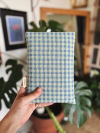 Image 3 of Housse de livre · vichy bleu & vert