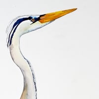 Image 3 of Original Great Blue Heron Watercolor Painting 32x46