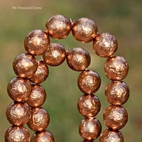 Image 1 of 6mm Czech Glass Beads, Warm Metallic Copper Luster, Ice Pearl Finish, Jewelry Making Strand