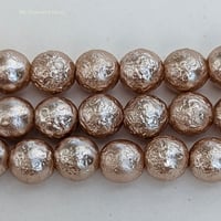 Image 3 of Mocha Glow Ice Pearls, 6mm Czech Glass Beads, Warm Luster Strand