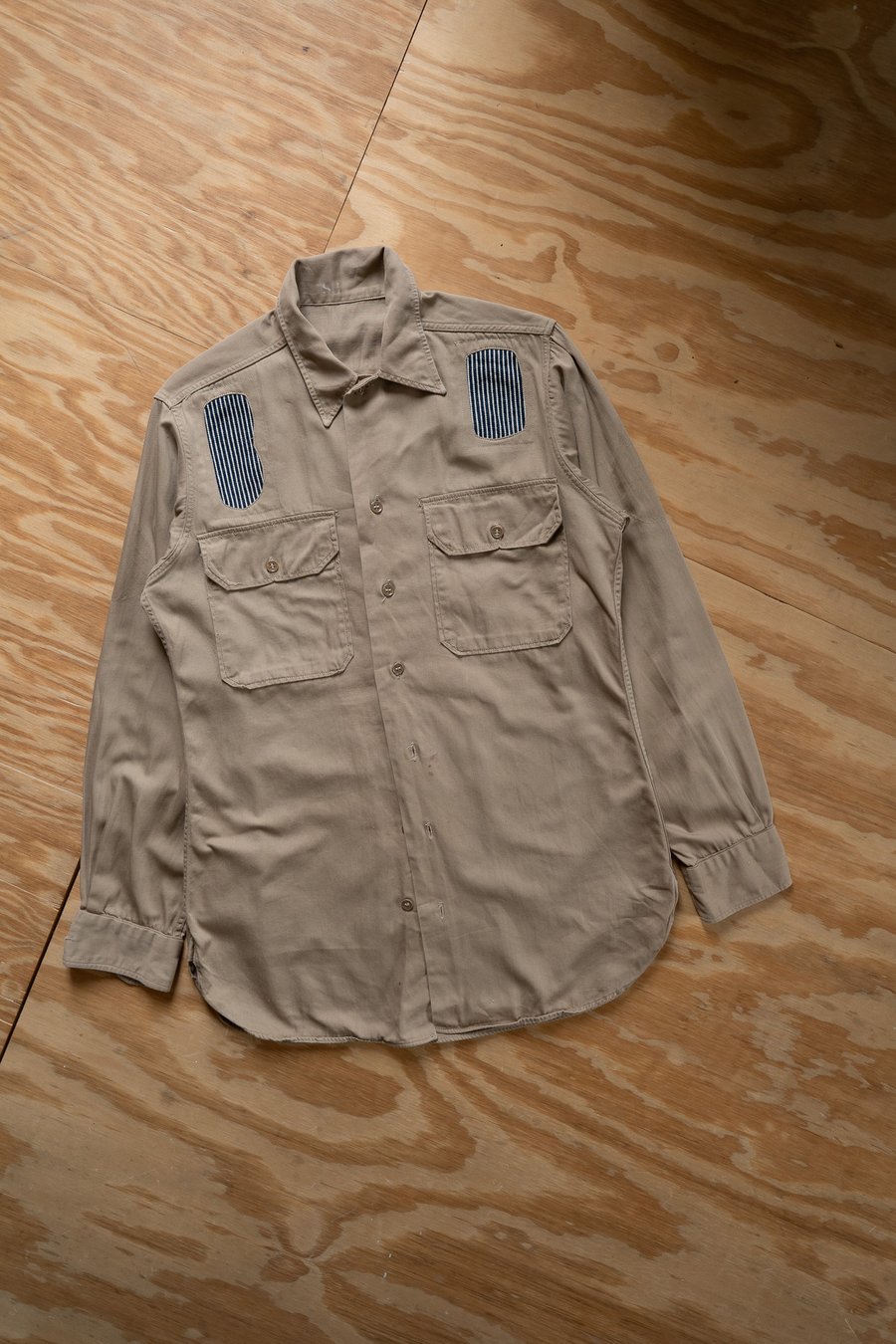 Image of Vintage Khaki Military Drill Shirt 