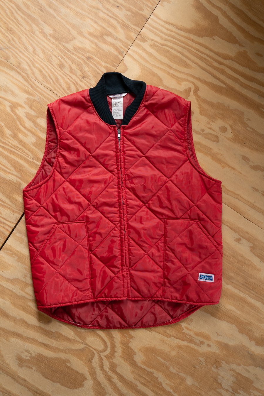 Image of Vintage Big Smith Quilted Insulated Work Vest – Red