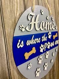 Image 3 of Home Is Where the Paws Are • 15” Painted Multi‑Layer Door Hanger
