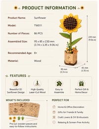 Image 2 of Rowood 3D DIY Kit -Wooden Flower Sunflower 