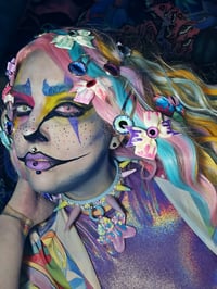 Image 1 of Pastel PEEPS Blue and Purple spiked choker