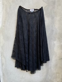 Image 1 of Cora Asymmetrical lace Midi Skirt – black 