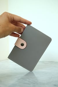 Image 2 of Card holder in aubergine and grey