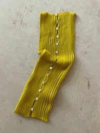 Image 1 of Merino Rib Top with Pearl Button boat  neck summer green