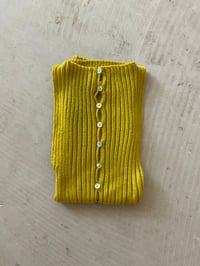 Image 2 of Merino Rib Top with Pearl Button boat  neck summer green