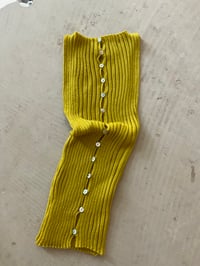 Image 3 of Merino Rib Top with Pearl Button boat  neck summer green
