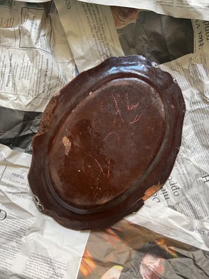Ceramic Serving Plate with cracked glaze