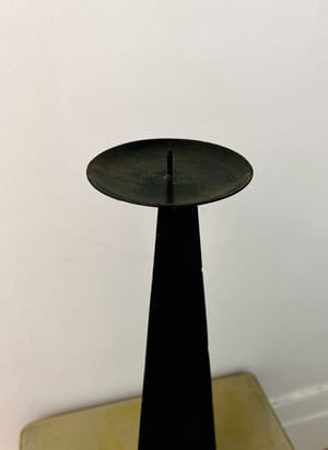 Brutalist Candle Holder in Brown Metal 