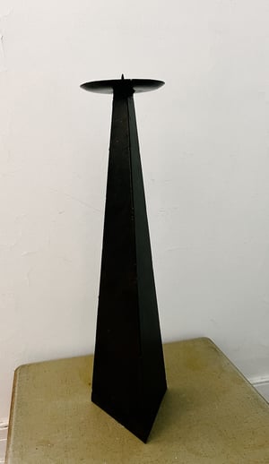Brutalist Candle Holder in Brown Metal 