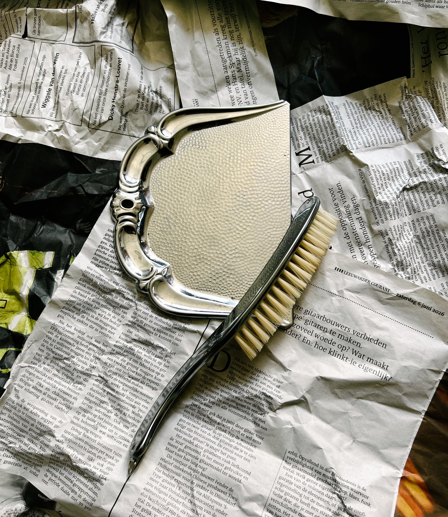 Vintage Silver Mini Dustpan & Brush Set