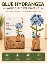 Image 1 of DIY Wooden Blue Hydrangea Flower Craft Kit