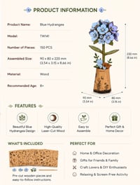 Image 2 of DIY Wooden Blue Hydrangea Flower Craft Kit