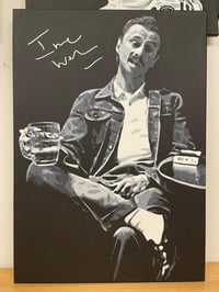BEGBIE TRAINSPOTTING ORIGINAL PAINTING SIGNED BY IRVINE WELSH SCENE